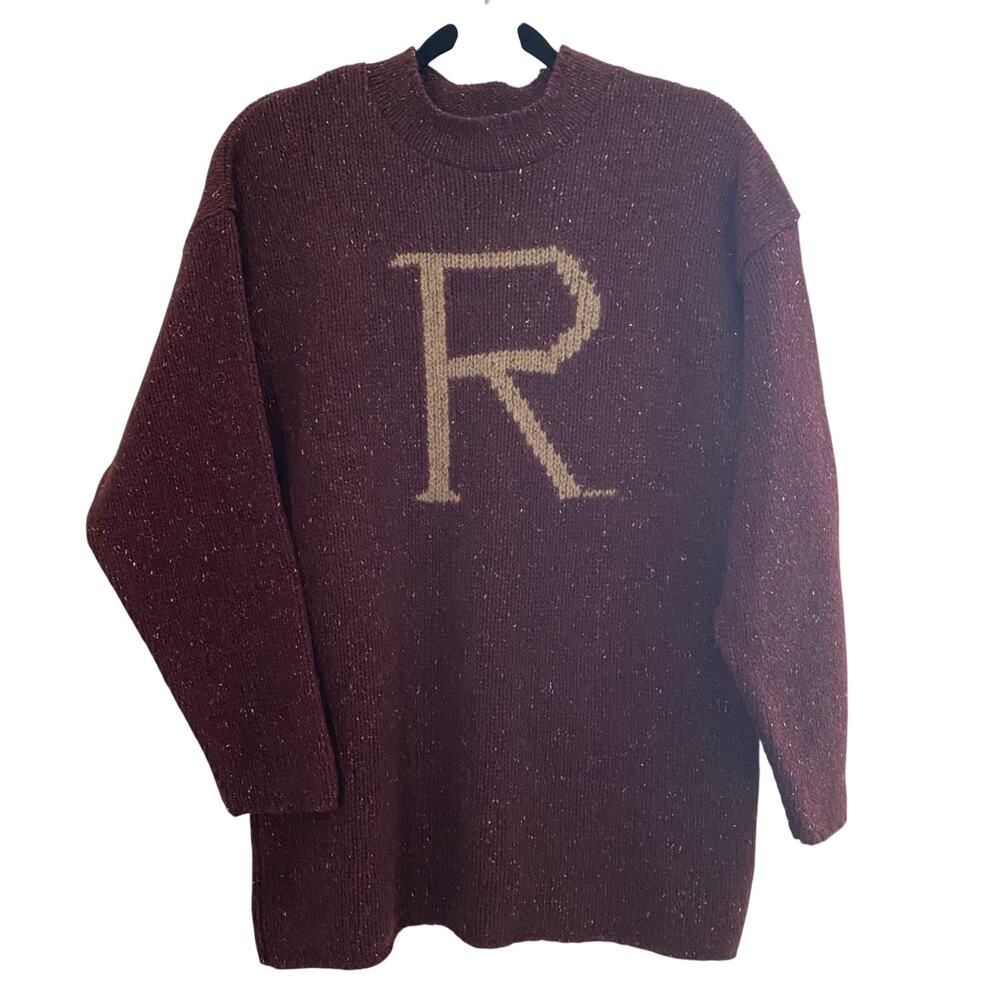 Harry Potter Universal Studios NWT Wool Silk Knit Sweater "R" Ron Size Large